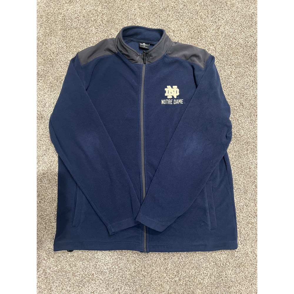 Colosseum Notre Dame Fighting Irish‎ Mens XL Full Zip Fleece Jacket Navy Blue ND